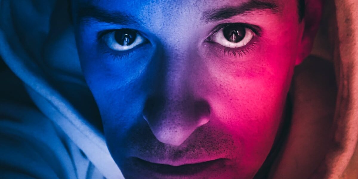 ManinBlueRedLight