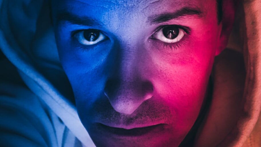 ManinBlueRedLight